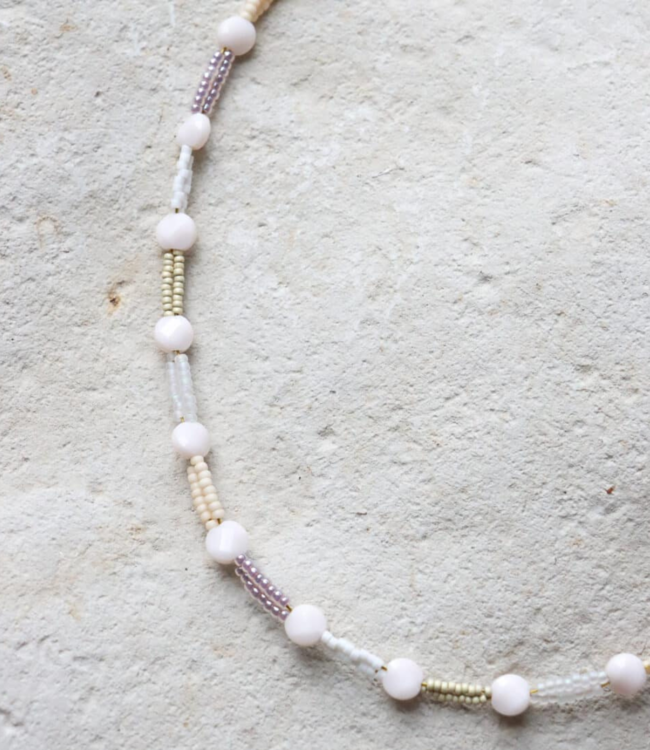 Label Kiki Double white necklace gold KSK1751-GOLD