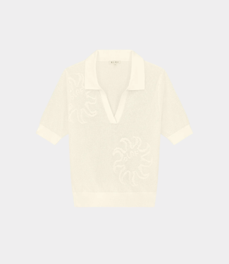 Olaf Sun knitted polo top buttermilk