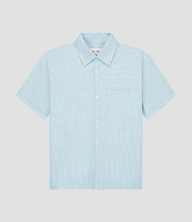 Olaf Boxy mini check shirt surf blue M210302-SURF BLUE