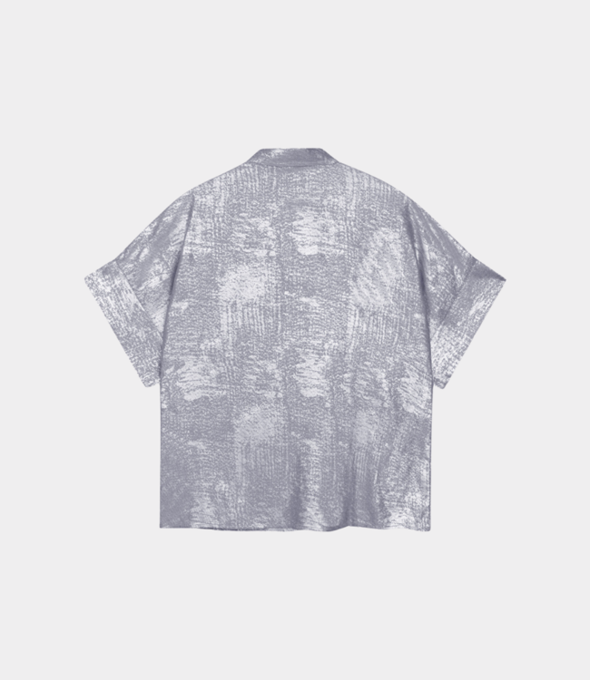 Alix the Label Foil twill blouse silver – Trendy blouse met eigentijdse