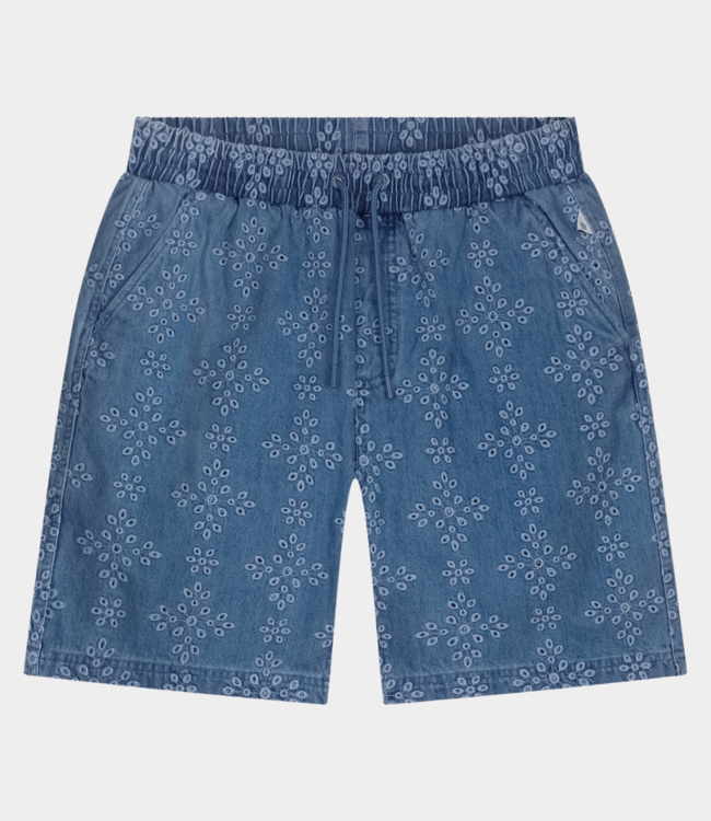 Law of the Sea alkyoni embroidered short denim blue LAW-10189-306