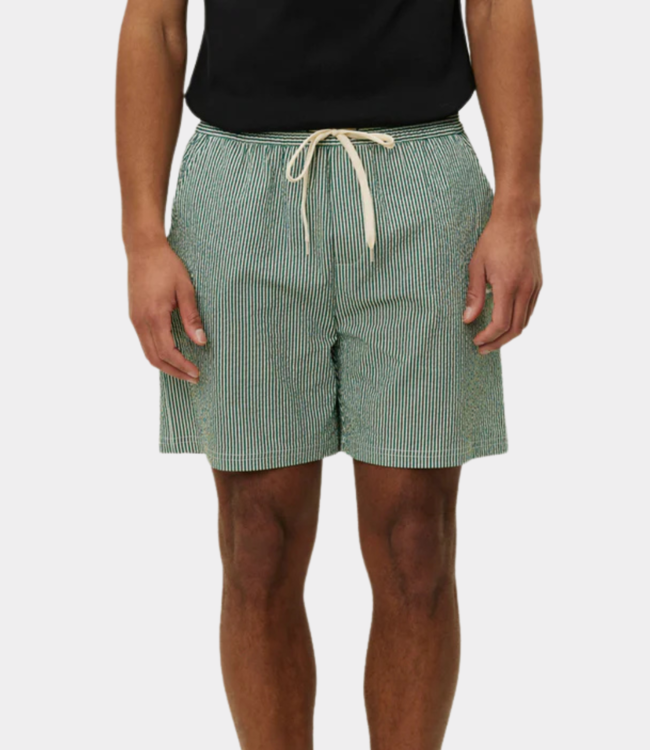Les Deux stan stripe seersucker swimshorts evergreen 1000161-572