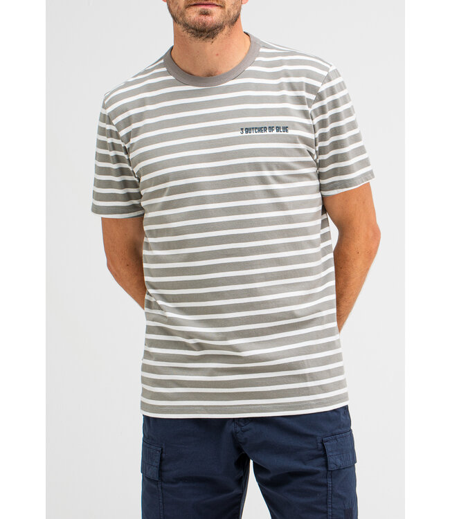 Butcher of Blue classic stripe butcher tee lt. seal grey