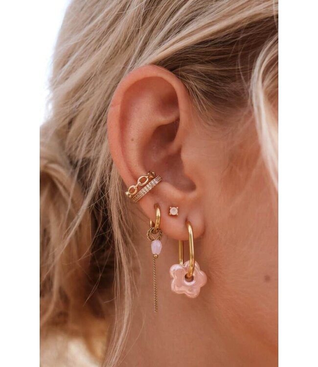 Label Kiki White stone gold earrings KZ1141-GOLD