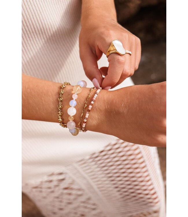 Label Kiki  Round hearts bracelet gold KSA3081-GOLD