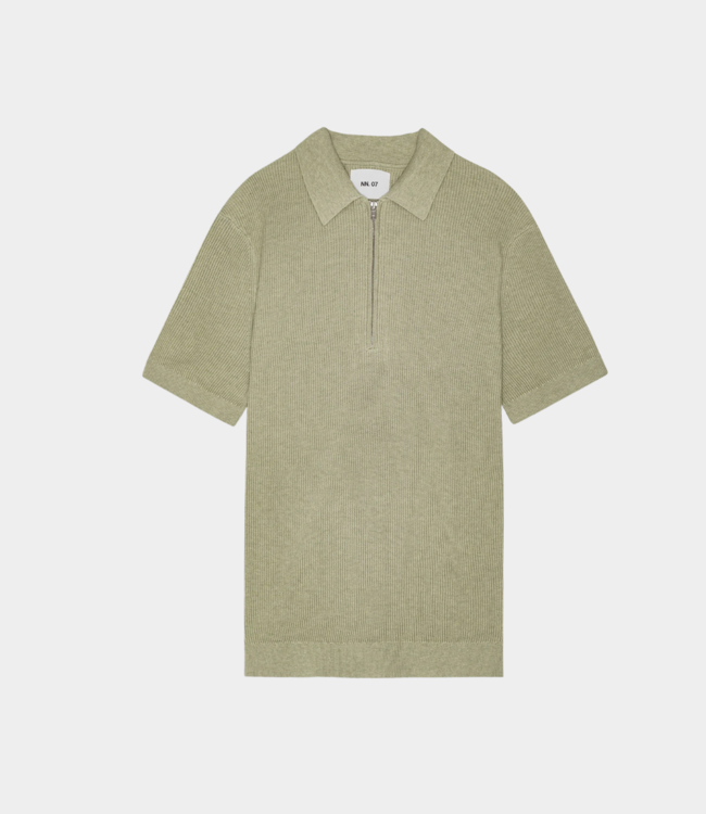 NN.07 Hansie ss zip polo sage green 2526600622-370