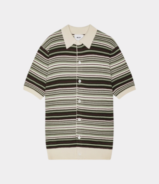 NN.07 Nolan polo cardigan green stripe