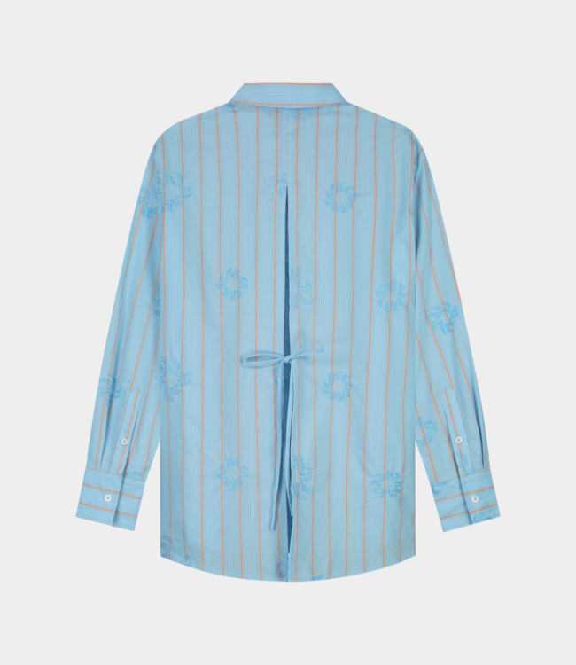 Olaf stripe embro sun shirt surf blue W210301-SURF BLUE