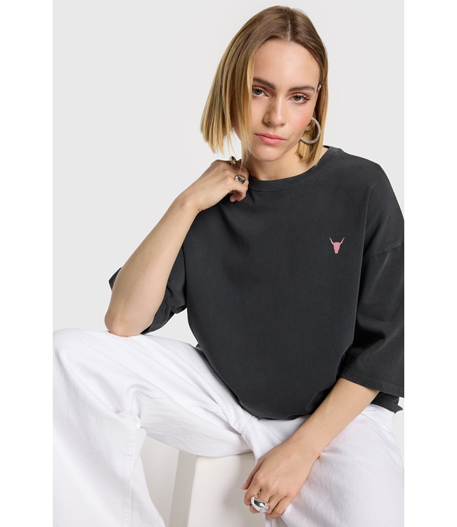 Alix the Label print tee s/s charcoal grey – Casual T-shirt voor elke d