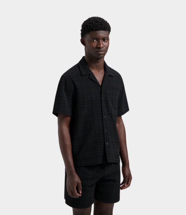 Olaf fine check camp shirt black M210301-BLACK