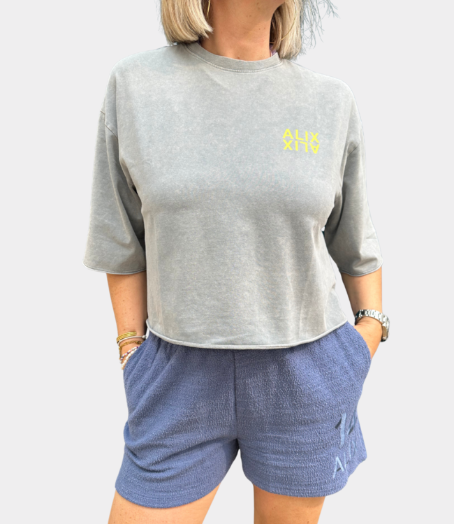 Alix the Label raw edge tee s/s mid grey – Casual T-shirt voor elke dag