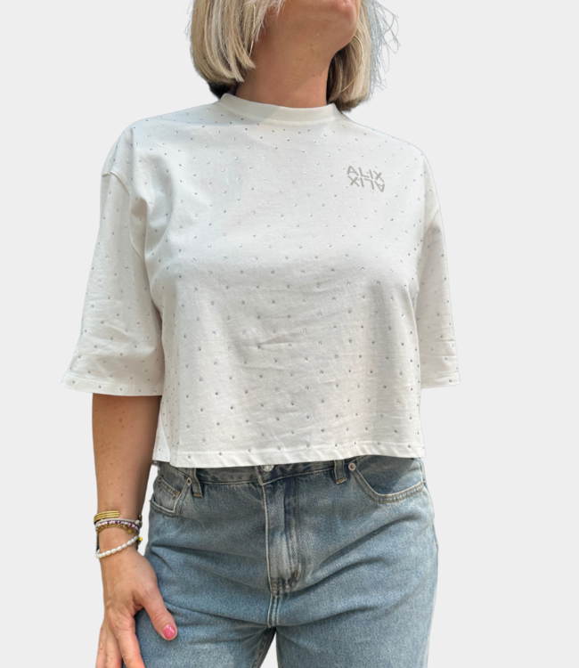Alix the Label studded tee s/s soft white – Casual T-shirt voor elke da