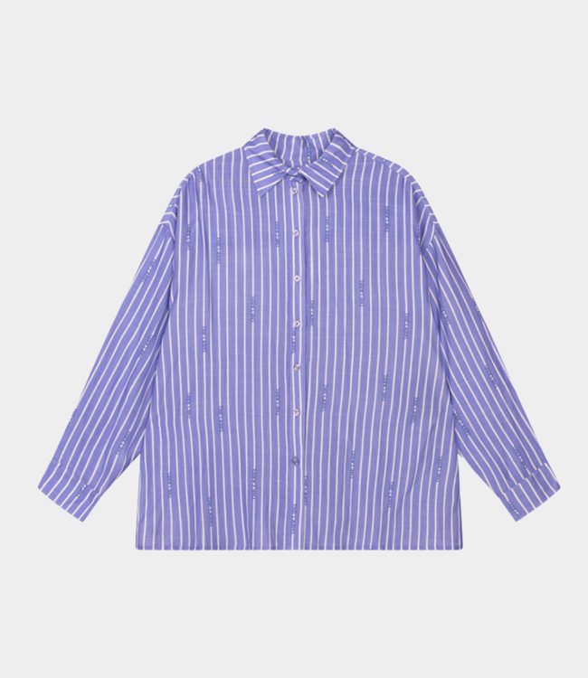 Alix the Label crinkled striped blouse lavender – Trendy blouse with re