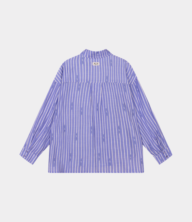 Alix the Label crinkled striped blouse lavender – Trendy blouse met eig