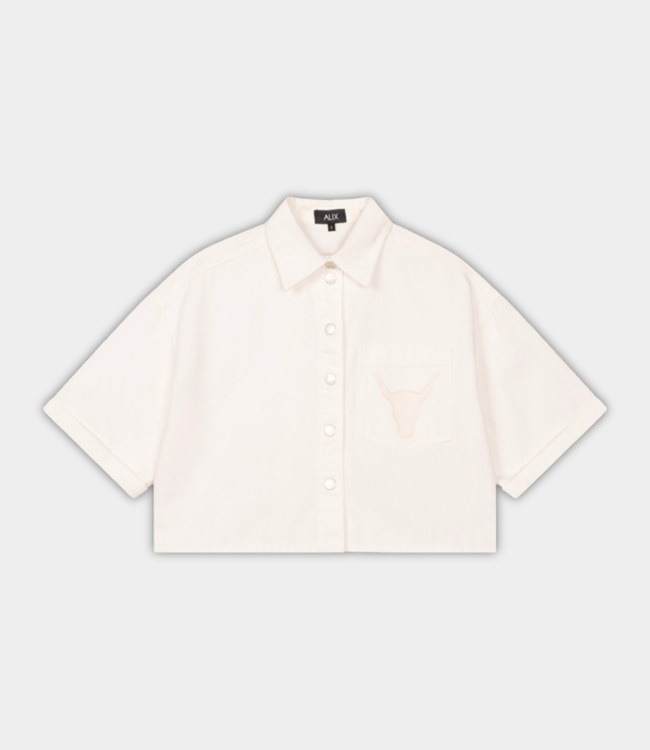 Alix the Label cropped blouse cream – Trendy blouse with refined detail