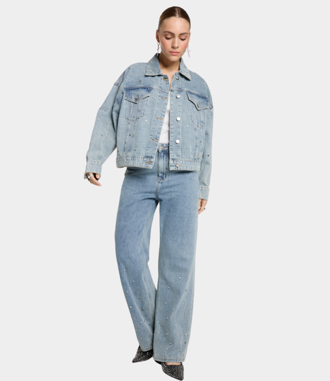 Alix the Label denim broek light blue denim – Moderne broek met strakke