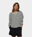 10Days Loose long sleeve tee modal stripes ecru/black 20-776-5203-3006