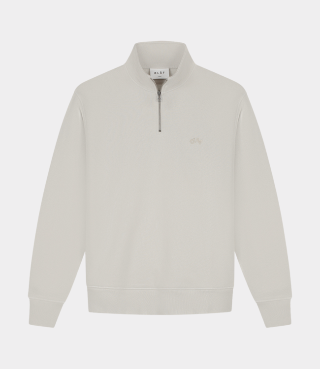 Olaf signature zip sweat mock cement M990204-CEMENT