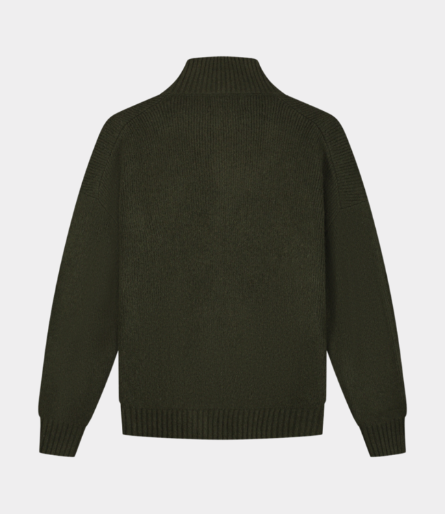 Olaf signature knitted zip mock olive night M220707-OLIVE NIGHT