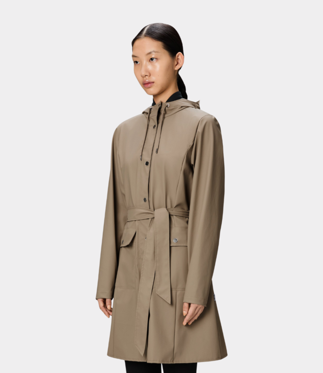 Rains Curve Long Jacket W Beige