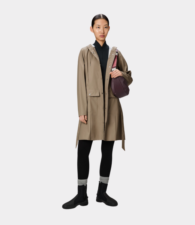 Rains Curve Long Jacket W Beige