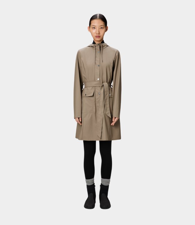 Rains Curve Long Jacket W Beige
