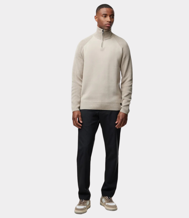 Genti Turtle knit zip off white K3159-3278-039