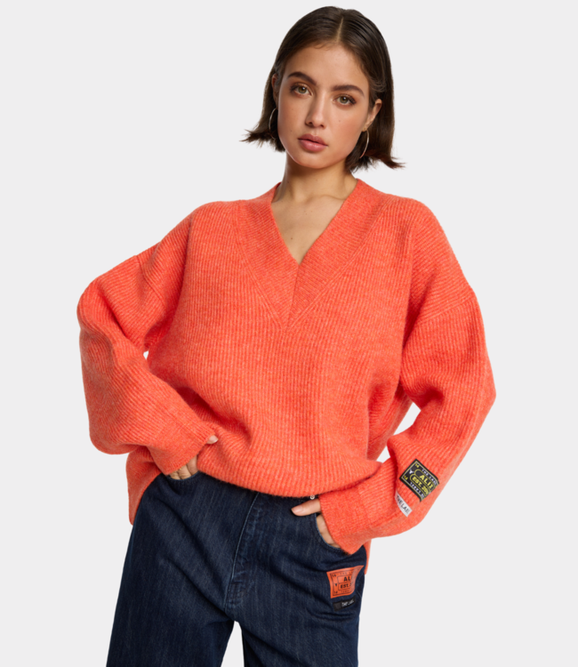 Alix the Label V neck knit pullover orange – Zachte knit voor dagelijks