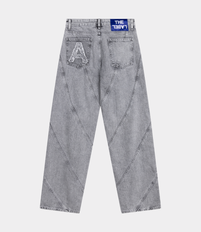 Alix the Label Cutseams denim broek grey washed – Moderne broek met stra