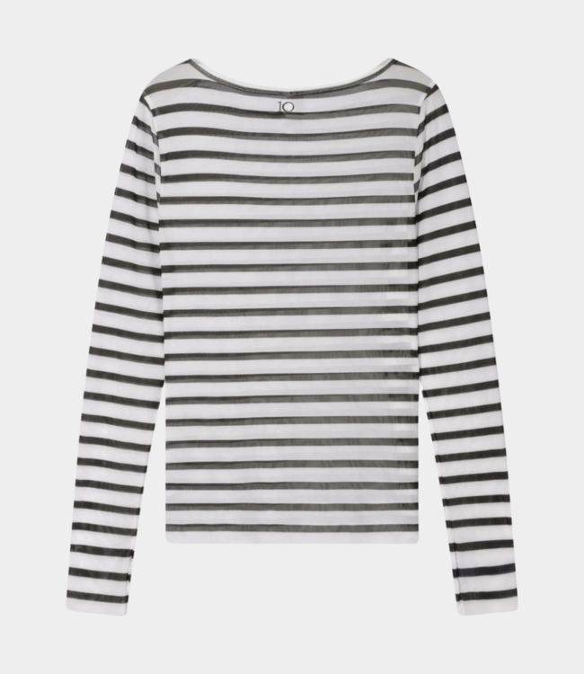 10Days mesh tee stripes ecru/black 20-770-5203-3006