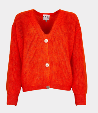 TWNS long-sleeved buttoned cardigan neon orange