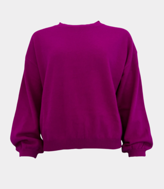 TWNS 3/4 puffed sleeves round neck jumper magenta