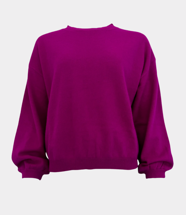 TWNS 3/4 puffed sleeves round neck jumper magenta COLORADO-H118