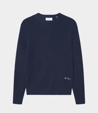 Les Deux alvin waffle crewneck knit dark navy