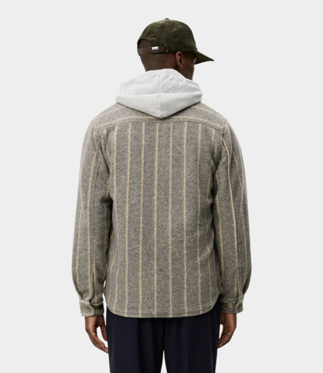 Les Deux lennon wool pinstripe overshirt grey melange 1000558-320