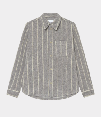 Les Deux lennon wool pinstripe overshirt grey melange