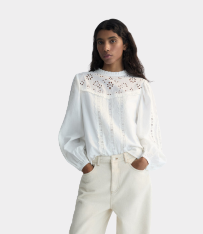The New Society dahlia woman blouse moonlight white moonlight white AW25WBL4C42