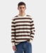 Olaf Striped rib crewneck hot fudge/off-white M220204-HOT FUDGE/OFF-WHITE