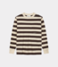 Olaf Striped rib crewneck hot fudge/off-white M220204-HOT FUDGE/OFF-WHITE