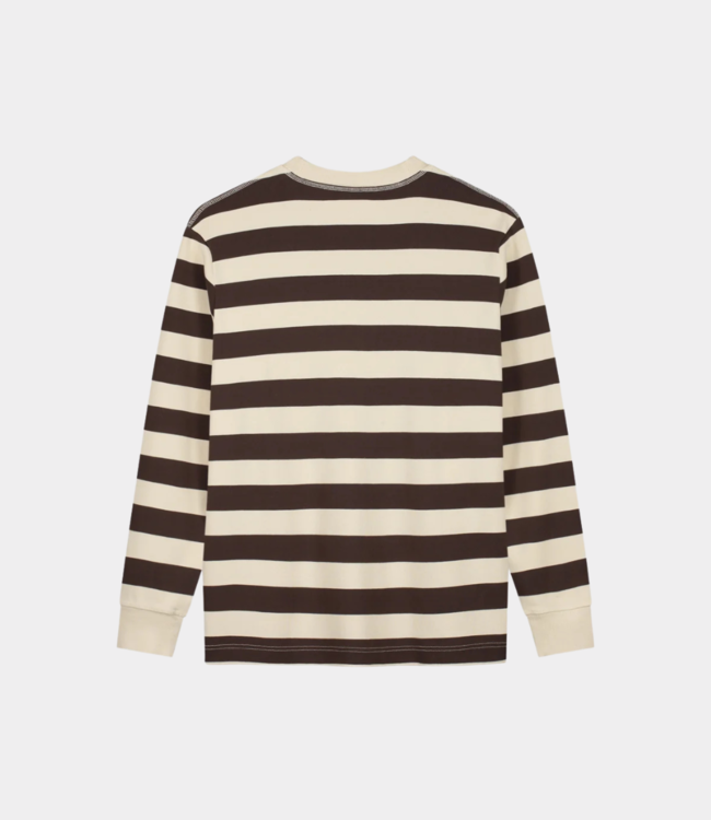 Olaf Striped rib crewneck hot fudge/off-white M220204-HOT FUDGE/OFF-WHITE