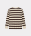 Olaf Striped rib crewneck hot fudge/off-white M220204-HOT FUDGE/OFF-WHITE
