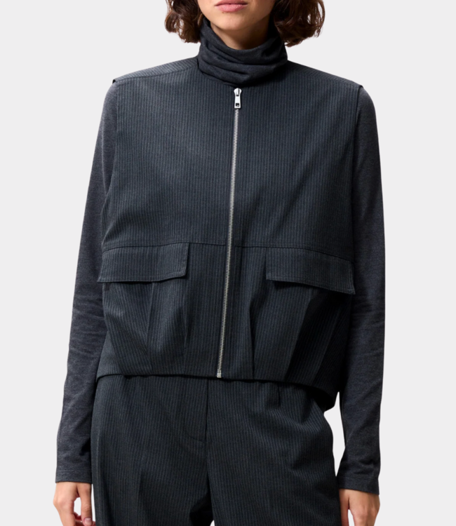 Catwalk Junkie pinstripe bodywarmer dark grey melange