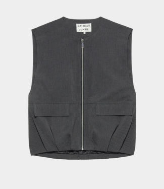 Catwalk Junkie pinstripe bodywarmer dark grey melange