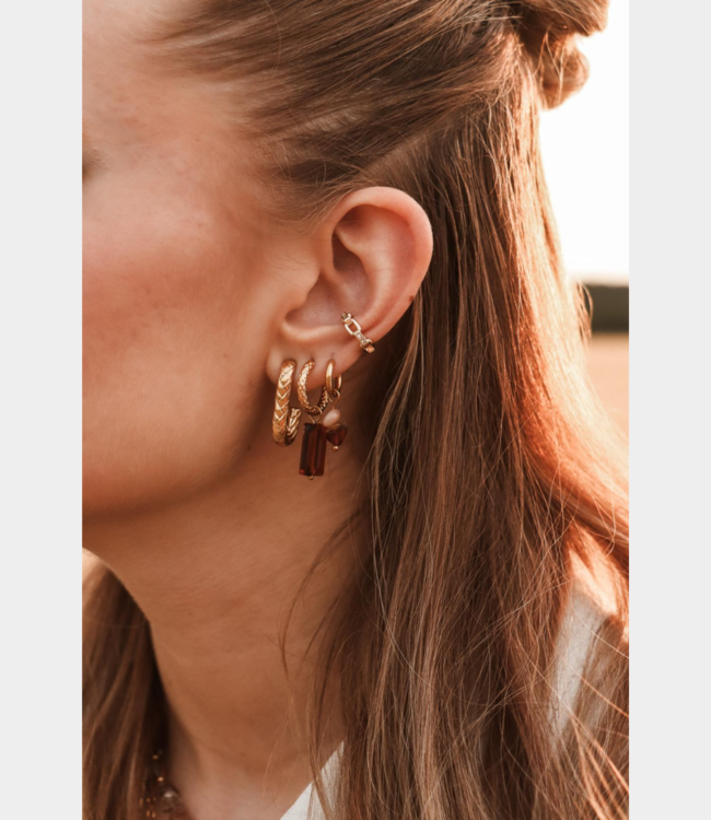 Label Kiki Oval braid hoop gold KSH3461-GOLD