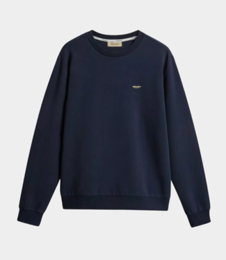 Woolrich logo interlock crewneck melton blue