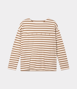 10Days Boat neck top stripes ecru/suede