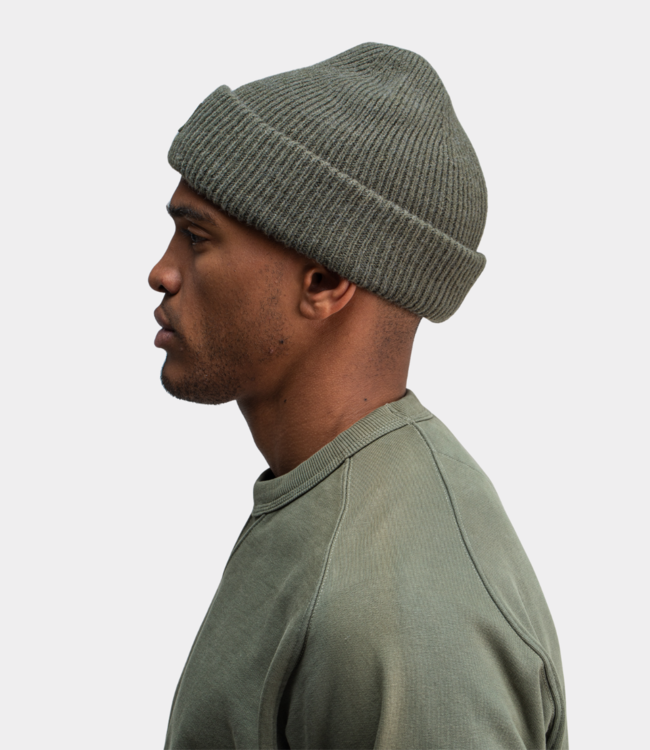 Butcher of Blue army wool hook beanie dk. granite green
