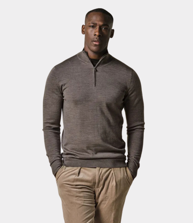 Profuomo half zip knit taupe