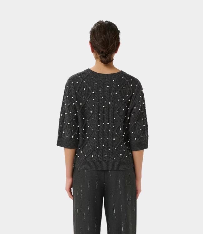 Gestuz gztaiba deco pullover dark grey mélange