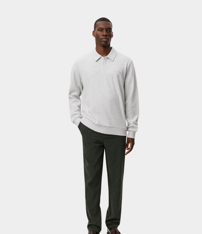 Les Deux Ben polo piqué sweatshirt snow melange